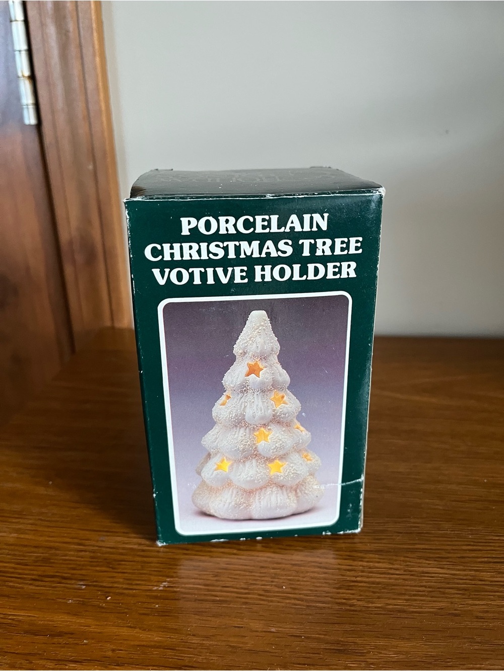 Porcelain Christmas Tree Votive Holder - White